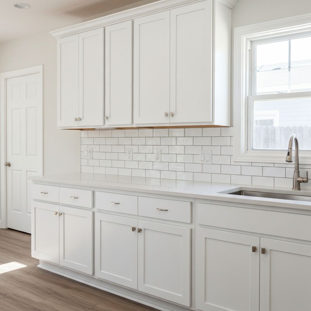 Modern white kitchen with quartz countertops